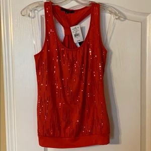 NWT Racerback Sequin Tank salmon colored